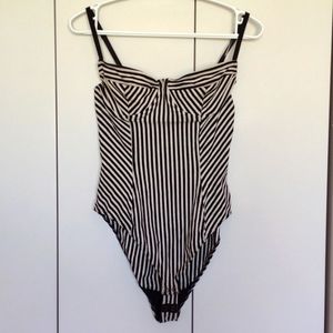 American Apparel Black and White Striped Bodysuit